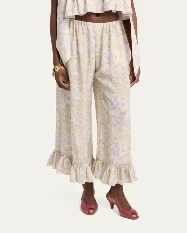 Chloé Painted Flowers Silk Trousers | Thumbnail 4 Chloé Painted Flowers Silk Trousers | Thumbnail 4