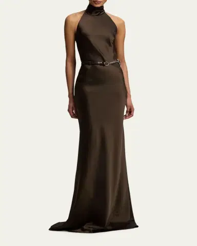 Ralph Lauren Collection Chilton Stretch Satin Halter Evening Dress | Thumbnail 2 Ralph Lauren Collection Chilton Stretch Satin Halter Evening Dress | Thumbnail 2