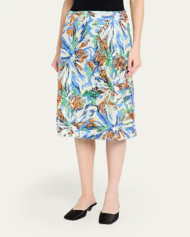 Rabanne Sequined Abstract Floral Midi Skirt | Thumbnail 4 Rabanne Sequined Abstract Floral Midi Skirt | Thumbnail 4