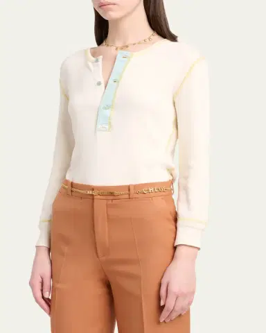 Chloé Ribbed Cotton Jersey Top | Thumbnail 4 Chloé Ribbed Cotton Jersey Top | Thumbnail 4