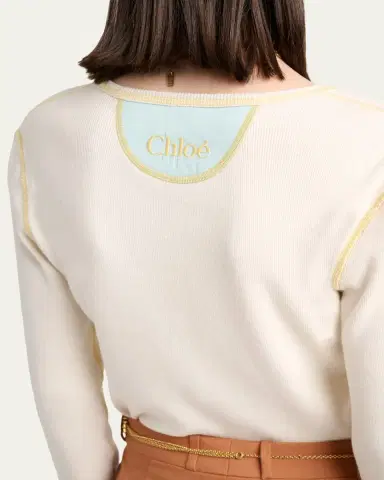 Chloé Ribbed Cotton Jersey Top | Thumbnail 5 Chloé Ribbed Cotton Jersey Top | Thumbnail 5