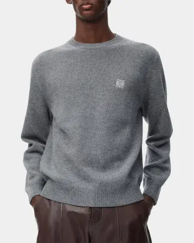 Loewe Men's Wool Mini-Anagram Crewneck Sweater | Thumbnail 4 Loewe Men's Wool Mini-Anagram Crewneck Sweater | Thumbnail 4
