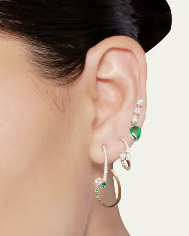 Lana Wavey Pear Diamond Huggie Earrings | Thumbnail 2 Lana Wavey Pear Diamond Huggie Earrings | Thumbnail 2