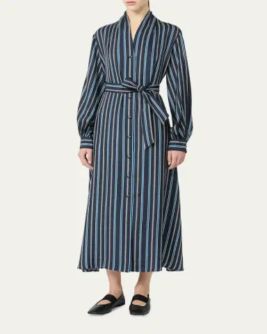 Max Mara Long-Sleeve Striped Shirtdress w/ Belt | Thumbnail 3 Max Mara Long-Sleeve Striped Shirtdress w/ Belt | Thumbnail 3