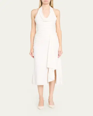 Cinq à Sept Kaia Draped Halter Midi Dress | Thumbnail 2 Cinq à Sept Kaia Draped Halter Midi Dress | Thumbnail 2
