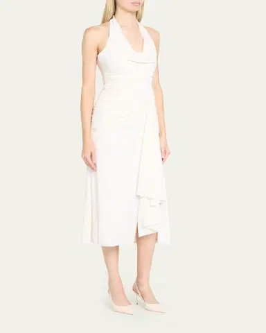 Cinq à Sept Kaia Draped Halter Midi Dress | Thumbnail 4 Cinq à Sept Kaia Draped Halter Midi Dress | Thumbnail 4