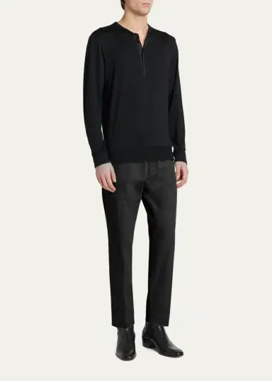 Tom Ford Men's Comfort Stretch Slim Flat-Front Trousers | Thumbnail 7 Tom Ford Men's Comfort Stretch Slim Flat-Front Trousers | Thumbnail 7