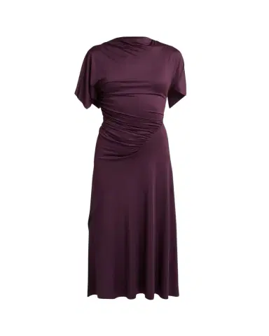 Victoria Beckham Gathered Twisted Flutter-Sleeve Midi Dress | Thumbnail 1 Victoria Beckham Gathered Twisted Flutter-Sleeve Midi Dress | Thumbnail 1