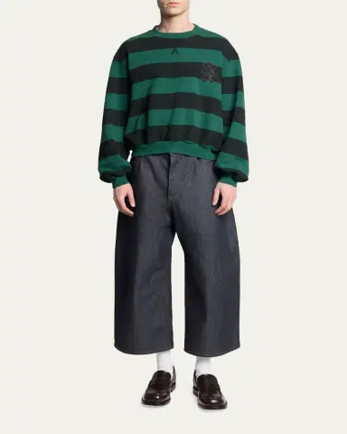 Balenciaga Men's Stripe Logo Crest Crewneck Sweatshirt | Thumbnail 2 Balenciaga Men's Stripe Logo Crest Crewneck Sweatshirt | Thumbnail 2