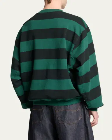 Balenciaga Men's Stripe Logo Crest Crewneck Sweatshirt | Thumbnail 3 Balenciaga Men's Stripe Logo Crest Crewneck Sweatshirt | Thumbnail 3