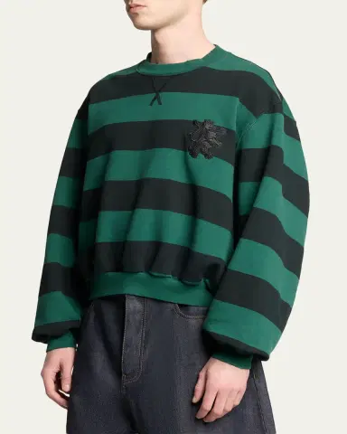 Balenciaga Men's Stripe Logo Crest Crewneck Sweatshirt | Thumbnail 4 Balenciaga Men's Stripe Logo Crest Crewneck Sweatshirt | Thumbnail 4