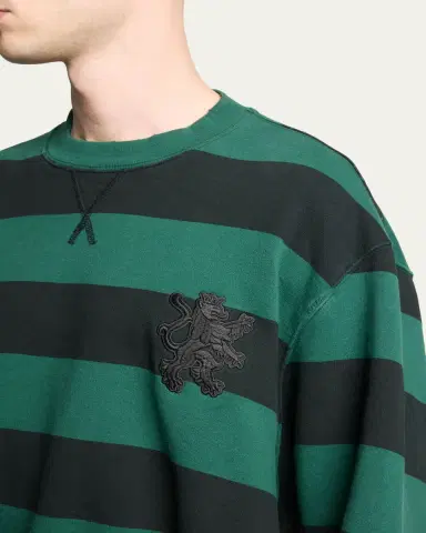 Balenciaga Men's Stripe Logo Crest Crewneck Sweatshirt | Thumbnail 5 Balenciaga Men's Stripe Logo Crest Crewneck Sweatshirt | Thumbnail 5