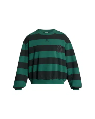 Balenciaga Men's Stripe Logo Crest Crewneck Sweatshirt | Thumbnail 1 Balenciaga Men's Stripe Logo Crest Crewneck Sweatshirt | Thumbnail 1