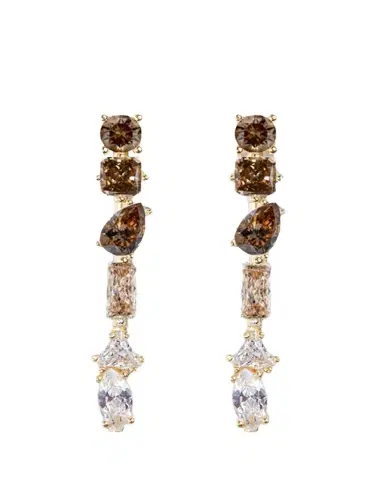 Nickho Rey Julie 14K Gold Vermeil Cubic Zirconia Medium Linear Earrings | Thumbnail 1 Nickho Rey Julie 14K Gold Vermeil Cubic Zirconia Medium Linear Earrings | Thumbnail 1