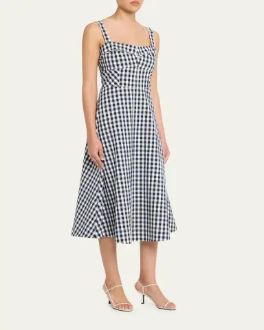 Veronica Beard Aila Gingham A-Line Midi Dress | Thumbnail 4 Veronica Beard Aila Gingham A-Line Midi Dress | Thumbnail 4