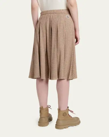 Moncler Check Pleated Wool Midi Skirt | Thumbnail 3 Moncler Check Pleated Wool Midi Skirt | Thumbnail 3