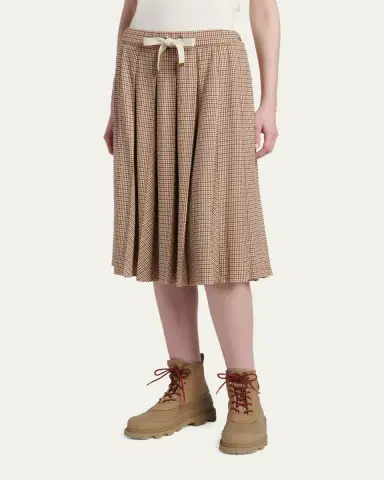 Moncler Check Pleated Wool Midi Skirt | Thumbnail 4 Moncler Check Pleated Wool Midi Skirt | Thumbnail 4