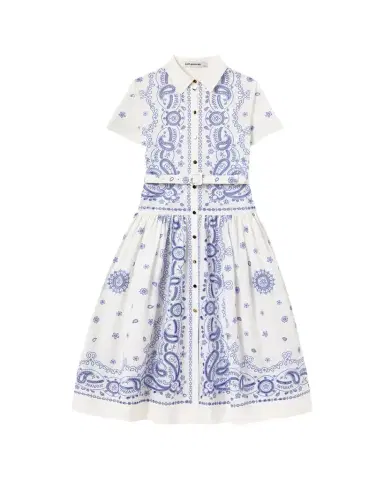 Self-Portrait Embroidered Cotton Belted Midi Dress | Thumbnail 1 Self-Portrait Embroidered Cotton Belted Midi Dress | Thumbnail 1