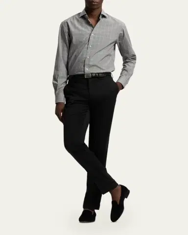 Ralph Lauren Purple Label Men's Glen Plaid Twill Classic-Fit Shirt | Thumbnail 2 Ralph Lauren Purple Label Men's Glen Plaid Twill Classic-Fit Shirt | Thumbnail 2