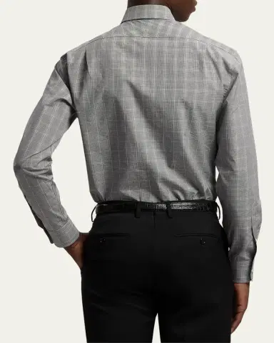 Ralph Lauren Purple Label Men's Glen Plaid Twill Classic-Fit Shirt | Thumbnail 3 Ralph Lauren Purple Label Men's Glen Plaid Twill Classic-Fit Shirt | Thumbnail 3