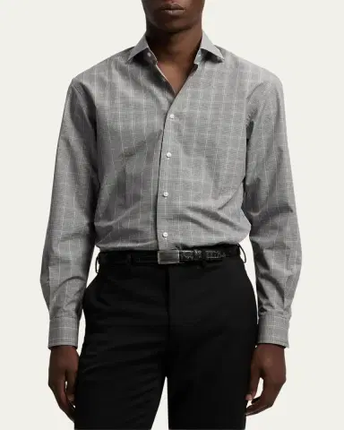 Ralph Lauren Purple Label Men's Glen Plaid Twill Classic-Fit Shirt | Thumbnail 4 Ralph Lauren Purple Label Men's Glen Plaid Twill Classic-Fit Shirt | Thumbnail 4
