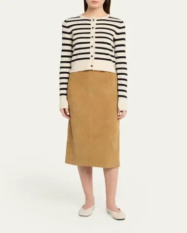 Maria McManus Cashmere and Cotton Stripe Petite Fringe-Trim Cardigan | Thumbnail 2 Maria McManus Cashmere and Cotton Stripe Petite Fringe-Trim Cardigan | Thumbnail 2