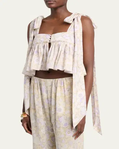 Chloé Painted Flowers Cotton Top | Thumbnail 4 Chloé Painted Flowers Cotton Top | Thumbnail 4