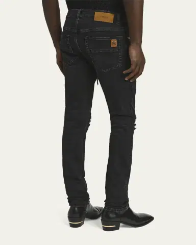 AMIRI Men's Studded Rip and Repair Black Denim Skinny Jeans | Thumbnail 3 AMIRI Men's Studded Rip and Repair Black Denim Skinny Jeans | Thumbnail 3