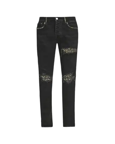 AMIRI Men's Studded Rip and Repair Black Denim Skinny Jeans | Thumbnail 1 AMIRI Men's Studded Rip and Repair Black Denim Skinny Jeans | Thumbnail 1