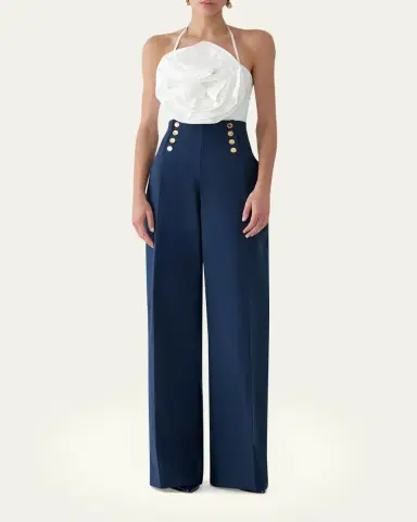 Carolina Herrera Alba Button-Front Wide-Leg Sailor Pants | Thumbnail 2 Carolina Herrera Alba Button-Front Wide-Leg Sailor Pants | Thumbnail 2