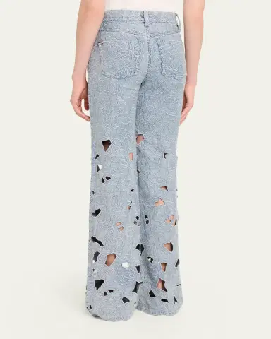 ALICE + OLIVIA Chic Embroidered Eyelet Bootcut Jeans | Thumbnail 3 ALICE + OLIVIA Chic Embroidered Eyelet Bootcut Jeans | Thumbnail 3
