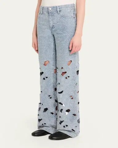 ALICE + OLIVIA Chic Embroidered Eyelet Bootcut Jeans | Thumbnail 4 ALICE + OLIVIA Chic Embroidered Eyelet Bootcut Jeans | Thumbnail 4