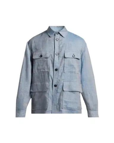 Giorgio Armani Men's Linen Flap-Pocket Field Jacket | Thumbnail 1 Giorgio Armani Men's Linen Flap-Pocket Field Jacket | Thumbnail 1