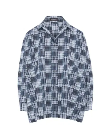 Eskandar A-Line Patchwork Plaid Cotton Shirt | Thumbnail 1 Eskandar A-Line Patchwork Plaid Cotton Shirt | Thumbnail 1