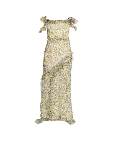 Saloni Nina Leopard Ruffled Chiffon Dress | Thumbnail 1 Saloni Nina Leopard Ruffled Chiffon Dress | Thumbnail 1