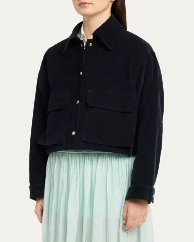 Maria McManus Cropped Snap-Front Velvet Jacket | Thumbnail 4 Maria McManus Cropped Snap-Front Velvet Jacket | Thumbnail 4