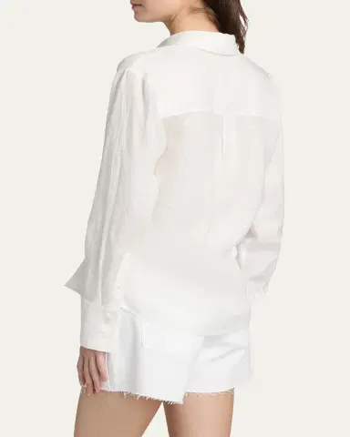 Veronica Beard Perezzi Asymmetric Linen Shirt | Thumbnail 3 Veronica Beard Perezzi Asymmetric Linen Shirt | Thumbnail 3