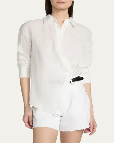 Veronica Beard Perezzi Asymmetric Linen Shirt | Thumbnail 4 Veronica Beard Perezzi Asymmetric Linen Shirt | Thumbnail 4