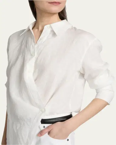 Veronica Beard Perezzi Asymmetric Linen Shirt | Thumbnail 5 Veronica Beard Perezzi Asymmetric Linen Shirt | Thumbnail 5