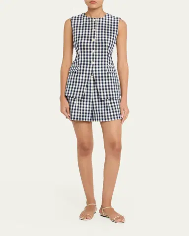 Veronica Beard Lois Tailored Gingham Vest | Thumbnail 2 Veronica Beard Lois Tailored Gingham Vest | Thumbnail 2