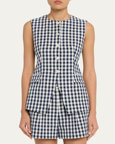 Veronica Beard Lois Tailored Gingham Vest | Thumbnail 4 Veronica Beard Lois Tailored Gingham Vest | Thumbnail 4