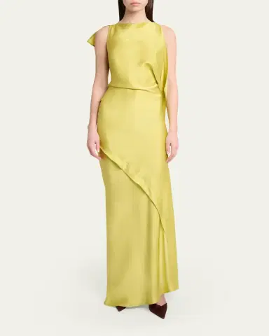 Victoria Beckham Sleeveless Draped Satin Gown | Thumbnail 2 Victoria Beckham Sleeveless Draped Satin Gown | Thumbnail 2