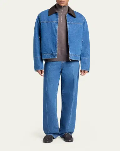 Bottega Veneta Men's Intrecciato Label Wide-Leg Jeans | Thumbnail 2 Bottega Veneta Men's Intrecciato Label Wide-Leg Jeans | Thumbnail 2