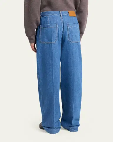 Bottega Veneta Men's Intrecciato Label Wide-Leg Jeans | Thumbnail 3 Bottega Veneta Men's Intrecciato Label Wide-Leg Jeans | Thumbnail 3