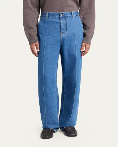 Bottega Veneta Men's Intrecciato Label Wide-Leg Jeans | Thumbnail 4 Bottega Veneta Men's Intrecciato Label Wide-Leg Jeans | Thumbnail 4