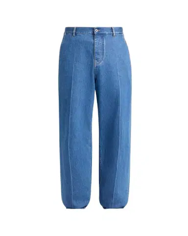 Bottega Veneta Men's Intrecciato Label Wide-Leg Jeans | Thumbnail 1 Bottega Veneta Men's Intrecciato Label Wide-Leg Jeans | Thumbnail 1