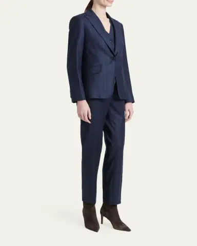 Kiton Wool-Cashmere Pinstripe Single-Breasted Jacket | Thumbnail 2 Kiton Wool-Cashmere Pinstripe Single-Breasted Jacket | Thumbnail 2