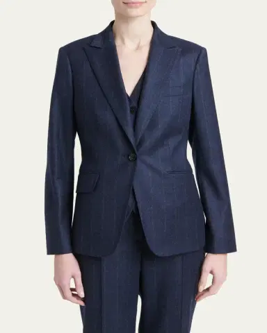 Kiton Wool-Cashmere Pinstripe Single-Breasted Jacket | Thumbnail 4 Kiton Wool-Cashmere Pinstripe Single-Breasted Jacket | Thumbnail 4