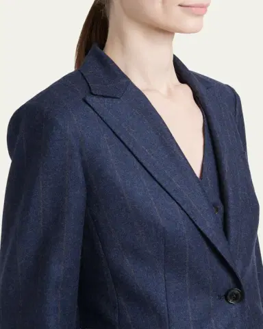 Kiton Wool-Cashmere Pinstripe Single-Breasted Jacket | Thumbnail 5 Kiton Wool-Cashmere Pinstripe Single-Breasted Jacket | Thumbnail 5