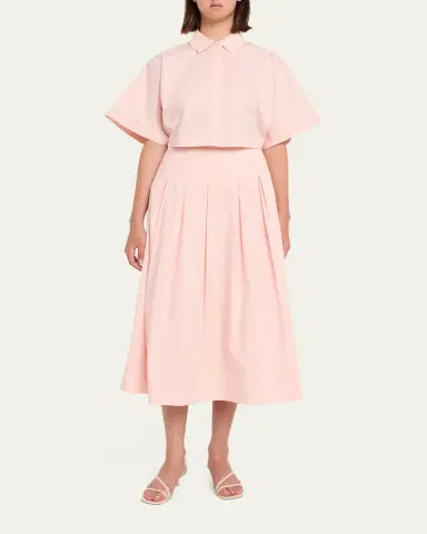 Simkhai Blair Cropped Short-Sleeve Shirt | Thumbnail 2 Simkhai Blair Cropped Short-Sleeve Shirt | Thumbnail 2